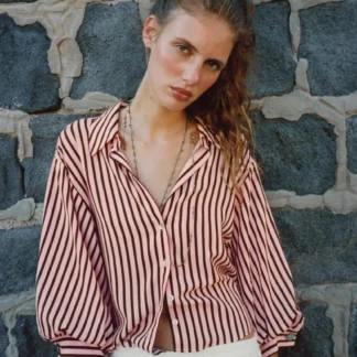 ZARA STRIPED PUFF SLEEVE SHIRT
