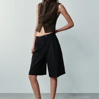 ZARA FAUX SUEDE FROG FASTENING WAISTCOAT