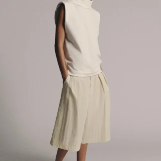 ZARA HIGH NECK TOP WITH SHOULDER PADS