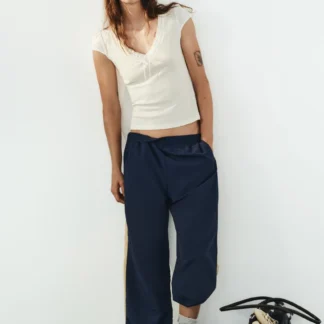 ZARA CONTRAST V-NECK T-SHIRT