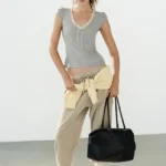 ZARA CONTRAST V-NECK T-SHIRT