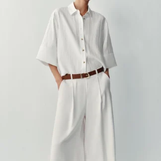 ZARA LONG BELTED BERMUDA SHORTS