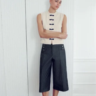 ZARA CONTRASTING FROG FASTENING KNIT WAISTCOAT
