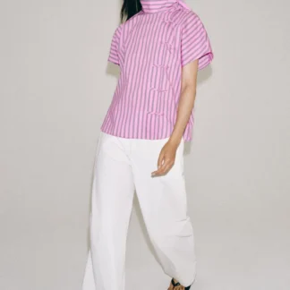 ZARA ZW COLLECTION STRIPED SHIRT WITH FROG FASTENING