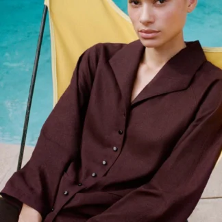 ZARA LINEN BLEND JACKET WITH BACK PLEAT