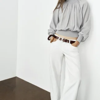 ZARA COMBINED KNIT FLOWING BLOUSE