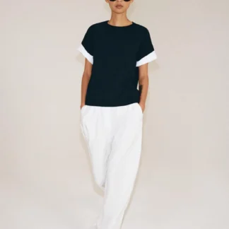 ZARA CONTRAST TURN-UP SLEEVE KNIT JUMPER