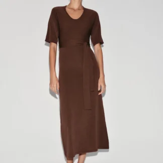 ZARA KNIT MIDI DRESS WITH BELT