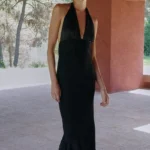 ZARA COMBINED KNIT HALTER DRESS