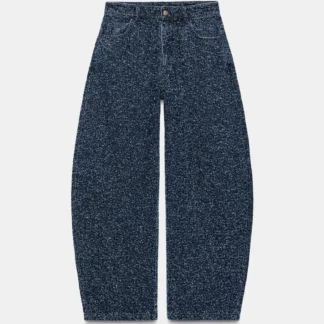 ZARA ZW COLLECTION TEXTURED MID-WAIST WIDE-LEG JEANS