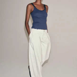 ZARA COTTON RIBBED SLEEVELESS T-SHIRT