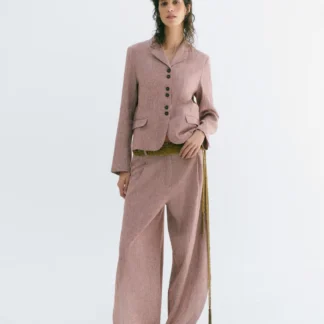 ZARA ZW COLLECTION LINEN BLEND TROUSERS WITH SIDE SLITS