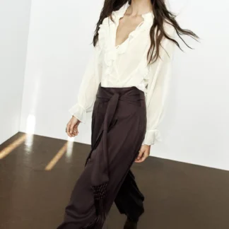 ZARA FRINGED BELT TROUSERS