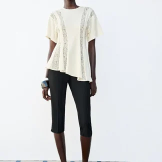 ZARA LACE DETAIL T-SHIRT