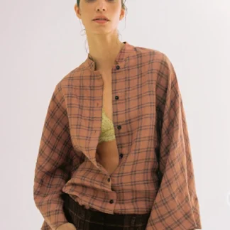 ZARA ZW COLLECTION CHECKED LINEN SHIRT