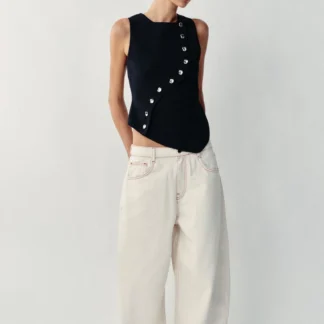 ZARA ASYMMETRIC FASTENING KNIT TOP