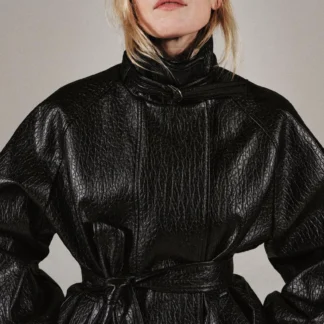 ZARA LEATHER EFFECT BELTED JACKET