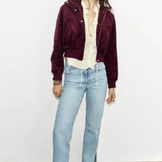 ZARA FAUX SUEDE HIGH-NECK JACKET