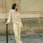 ZARA STRIPED LINEN BLEND JACKET
