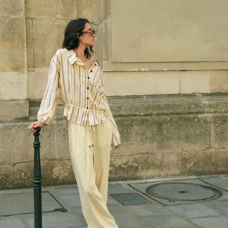 ZARA STRIPED LINEN BLEND JACKET