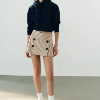 ZARA STRIPED BUTTONED SKORT