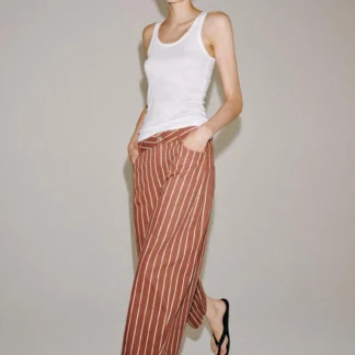 ZARA ZW COLLECTION STRIPED CROPPED TROUSERS