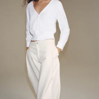 ZARA V-NECK BUTTON-UP TOP
