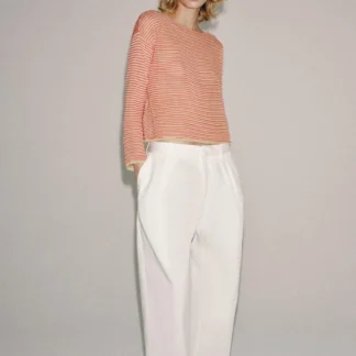 ZARA STRIPED FINE KNIT LINEN BLEND JUMPER
