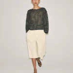 ZARA FINE KNIT STRIPED LINEN BLEND JUMPER