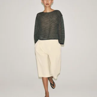 ZARA FINE KNIT STRIPED LINEN BLEND JUMPER