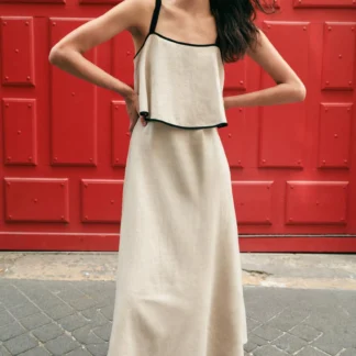 ZARA LINEN BLEND MIDI DRESS