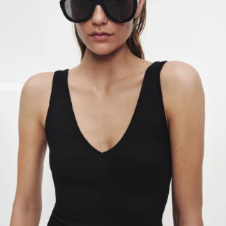 ZARA RIB V-NECK TOP