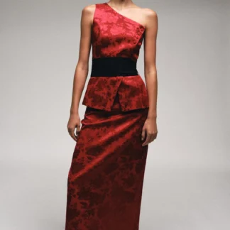ZARA JACQUARD ASYMMETRIC TOP WITH BELT
