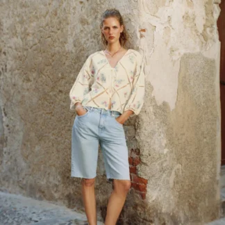 ZARA BLOUSE WITH LADDER STITCH AND EMBROIDERY