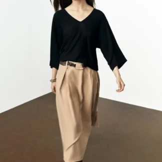 ZARA BELTED MIDI FLARED SKIRT