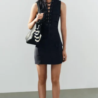 ZARA SHORT DRESS WITH CROSSOVER STRAPS AND POCKETS