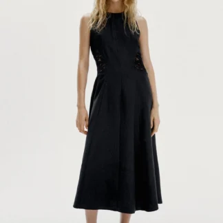 ZARA CONTRAST WAIST MIDI DRESS