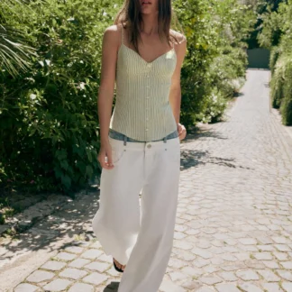 ZARA TRF DOUBLE WAISTBAND STRAIGHT-LEG JEANS