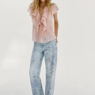 ZARA RUFFLED BLOUSE WITH TIE