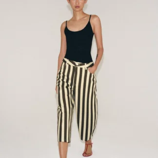 ZARA ZW COLLECTION STRIPED CROPPED TROUSERS
