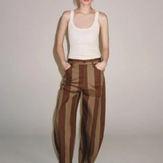 ZARA ZW COLLECTION STRIPED HIGH-WAIST TAPERED JEANS