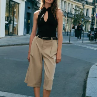 ZARA LONG BELTED BERMUDA SHORTS