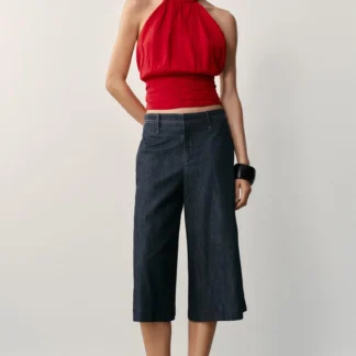ZARA LONG CONTRAST STITCH BERMUDA SHORTS