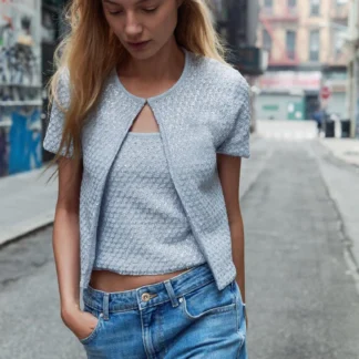 ZARA METALLIC THREAD KNIT SEQUIN TOP
