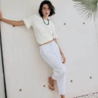 ZARA COTTON RUFFLE T-SHIRT