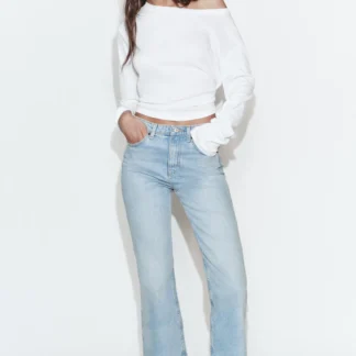 ZARA TRF HIGH-WAIST CROPPED FLARE JEANS