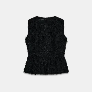 ZARA FRAYED PEPLUM BLOUSE