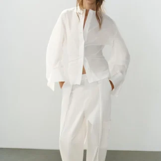 ZARA POPLIN SHIRT WITH VOLUMINOUS SLEEVES