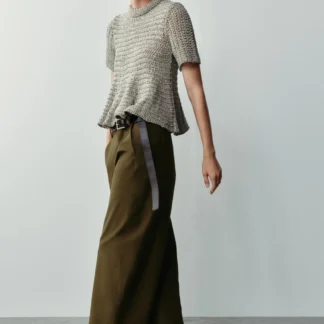 ZARA CUTWORK PEPLUM KNIT TOP