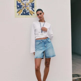 ZARA Z1975 CROSS-OVER WAIST DENIM SHORTS